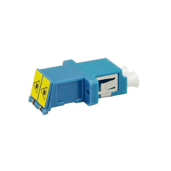 LC/UPC Duplex Shutter Fiber Optic Adapter Full Flange Single Mode MonoMode Blue Colour