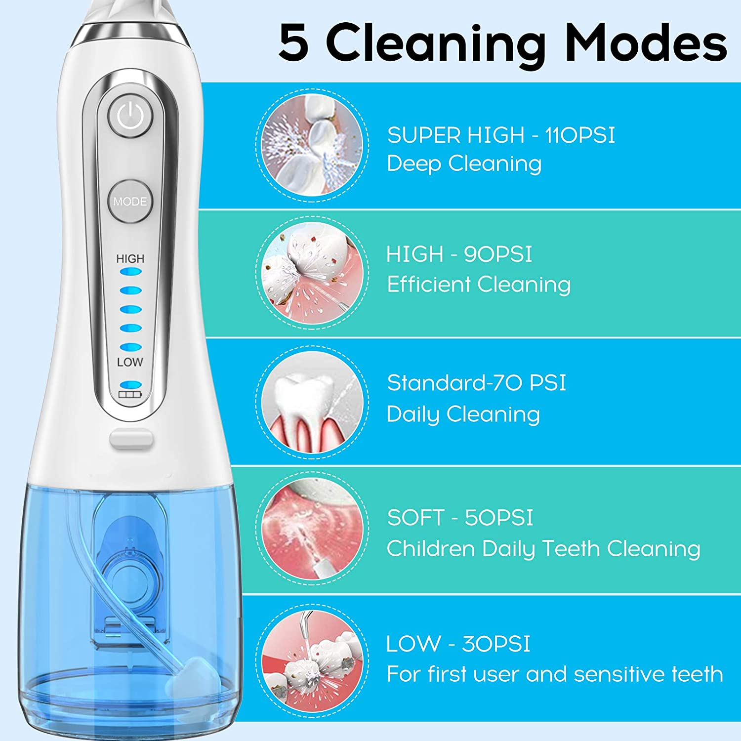 Rechargeable Water Jet Flosser For Braces / Bridges / Implants Care