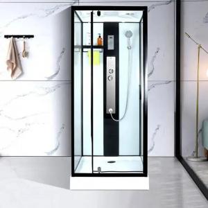 Quality Black Frame Steam Shower Cubicle Glass Cabin With 15cm Shower Tray for sale