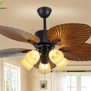 Quality Retro creative brown led metal fan ceiling for living room bedroom study for sale