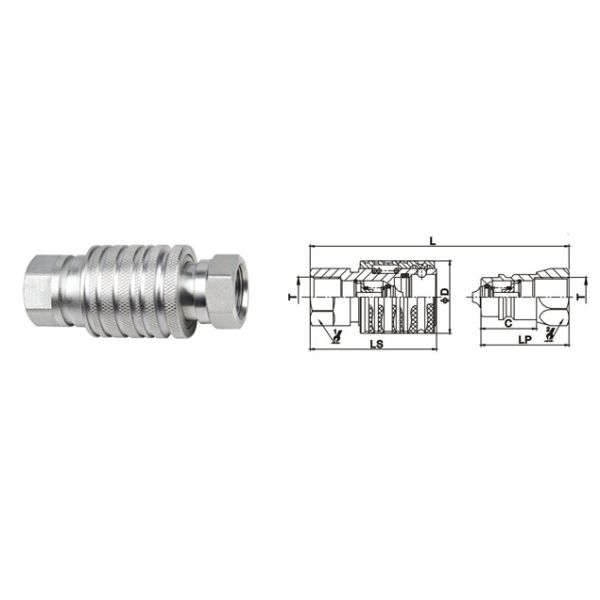 Pull And Push Hydraulic Quick Connect Couplings ISO5675 Rated Flow 12 GPM