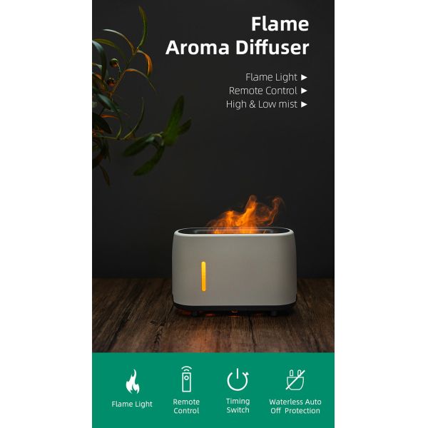240ml Flame Aroma Humidifiers Diffuser Aromatherapy Essential Oil Diffuser with Fire Flame Night Light Remote Control for Kids
