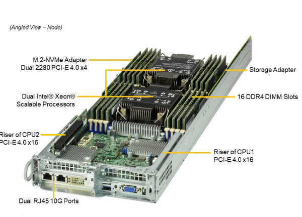 4 Node TwinPro Storage Supermicro Nas Server SYS-220TP-HTTR 2U Dual 10GbE