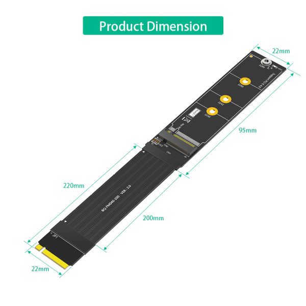 M.2 NVMe SSD Extension Cable 20cm High Speed 64Gbps