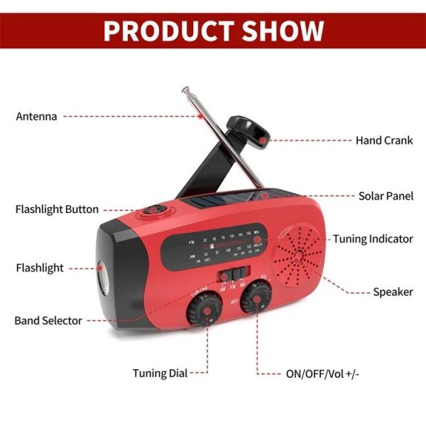 Portable Solar Weather Radio Emergency Earthquake Flashlight