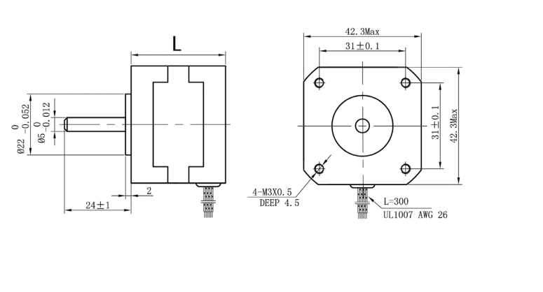 42mm Nema 17 Stepper Motor 12v Or 24v DC 0.25nm 222 Oz In For 3d Printer 42BYGH208-51