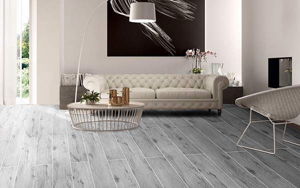 Elegant Light Grey Timber Ceramic Floor Tiles With Pattern Ink - Jet Printing
