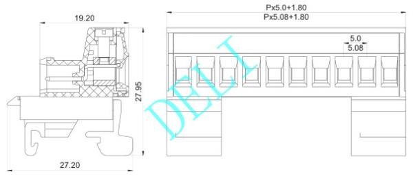 Buy Strip Length 7-8mm PCB Connector Terminal Block DL2EDG-KR-XX-5.0/5.08 M2.5 Screw at wholesale prices