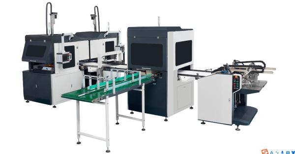 Bi-Channel Smart Fully Automatic Rigid Box Making Machine For Wine Luxury Bottle