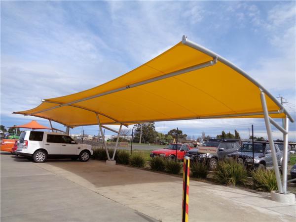 Buy Flexibility Installation Steel Tensile Shade Structures Membrane PVDF Car Parking Shade at wholesale prices