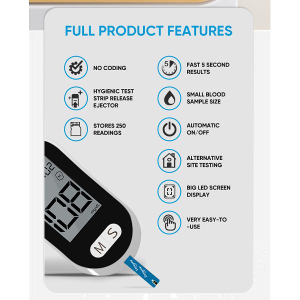 Portable Code Free Digital Glucometer With Small Volume Blood Smart Blood Sugar Monitor Blood Glucose Meter Full Kit