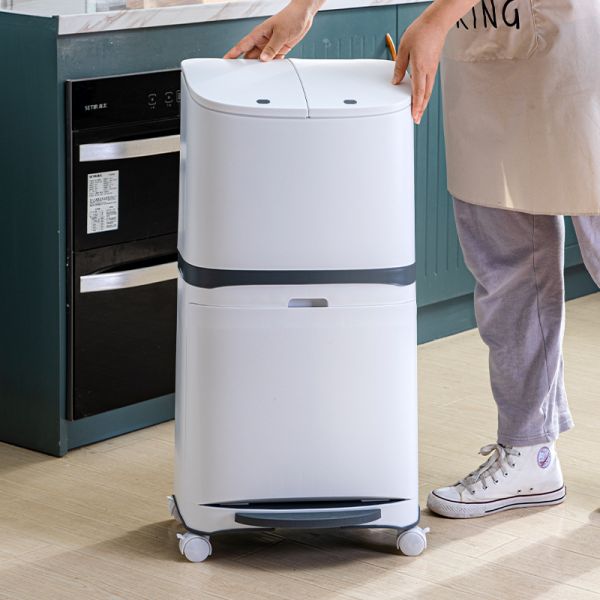 New Products White Plastic Classification Household Kitchen Folding Household Simple Trash Can Garbage