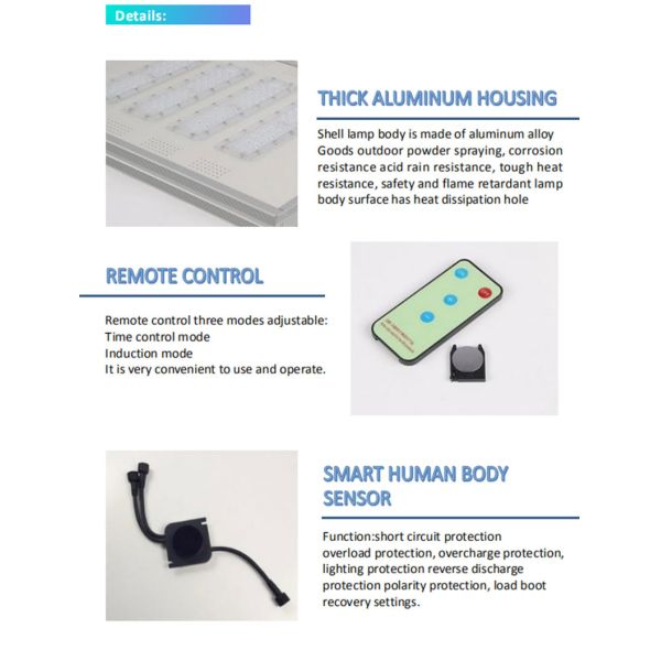 60w 90w 80w120 Watt All in One Led Solar Street Light with Pir Sensor in Smart Cities