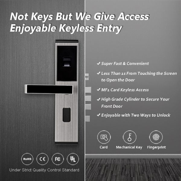 Stainless Steel Fingerprint Door Lock RFID Card Simple Modern Optical Sensor