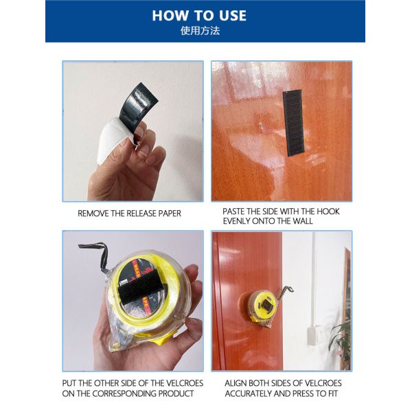 Black And White Adhesive Hook And Loop Sustainable 10mm 15mm 20mm Hook And Loop Tape