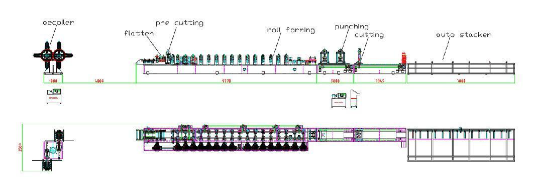 70m / Min Stud Roll Forming Machine 1.15mm With Track Punching And Cutting 30KW