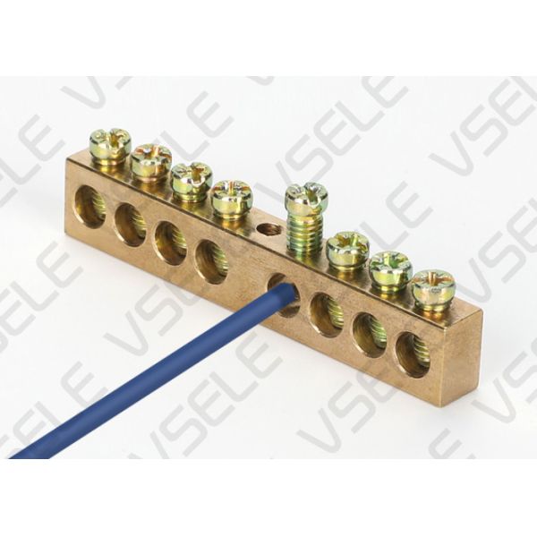 Brass Bus Bar Copper Row Wire Grounding / Power Distribution Terminal Bus Bar