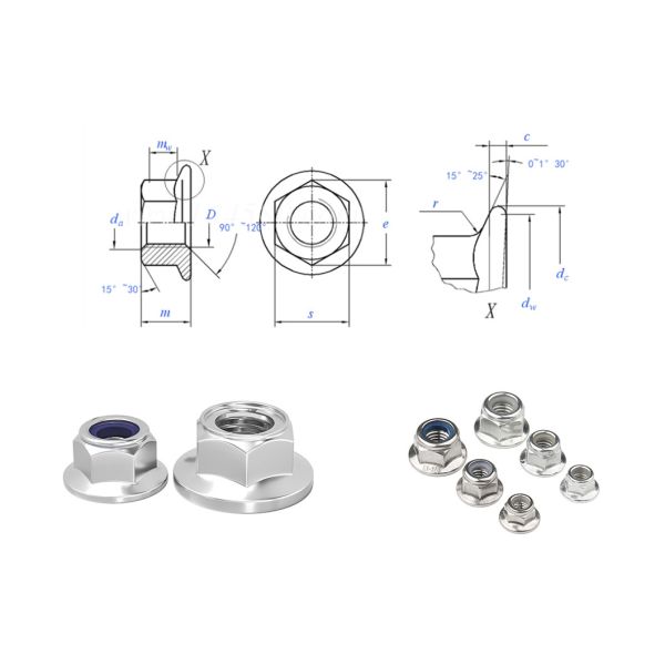 0.5 Inch Hexagon Lock Nut M2 - M12 Customized Hex Nut With Flange