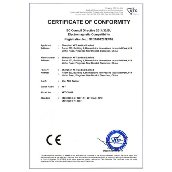 Portable Mini AED Trainer Defibrillator With Electronic Program Simulation Technology