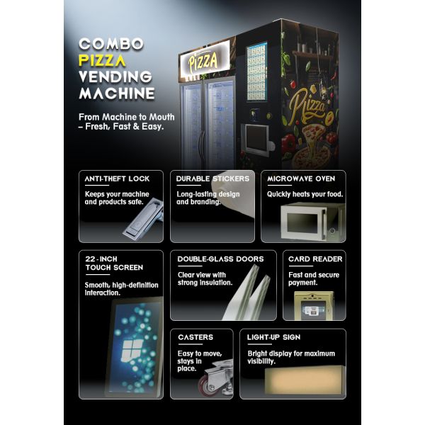 Self-service Combo Pizza Vending Machine Sell Store Serve Hot Pizza 24/7