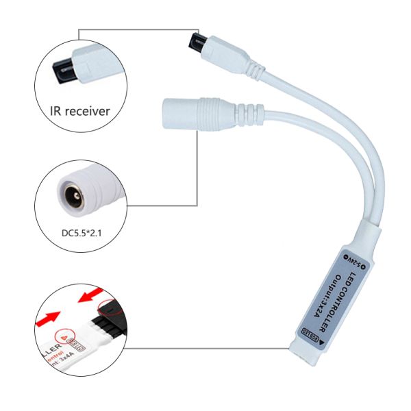 144W Mini 44 Keys IR Controller , Colorful RGB Light Strip Controller