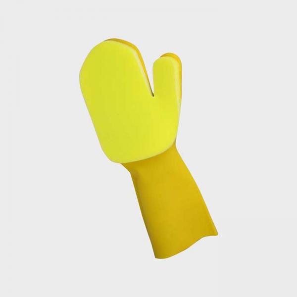 Buy Yellow Unique Dishwashing Sponge Gloves Oil Proof Natural Latex Length 35cm at wholesale prices