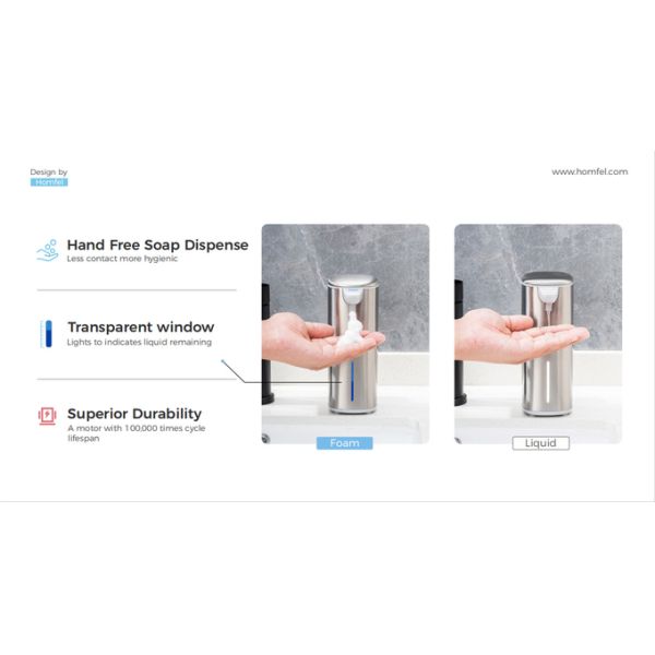 Bathroom Automatic Liquid Foam Soap Pump With Touch-Free Rechargeable Technology And Waterproof Design