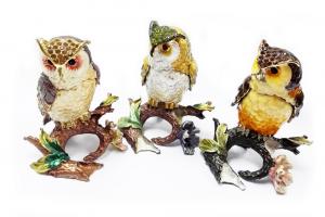 Quality Owl enamel bird jeweled trinket box Metal Owl  Bird Trinket Box for gift for sale