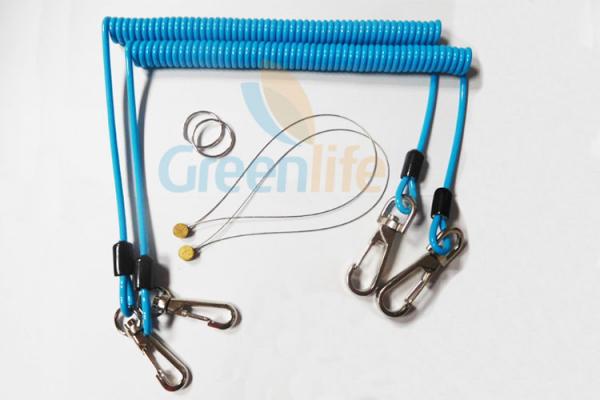 Buy Sky Blue Stopdrop Plastic Coil Lanyard 18CM With Zinc Alloy Hooks at wholesale prices