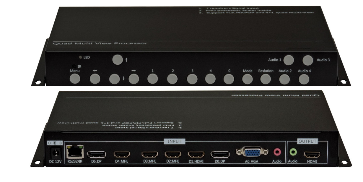 Video Hdmi Presentation Switcher 7x1 Multiviewer With Audio HDCP Compliant