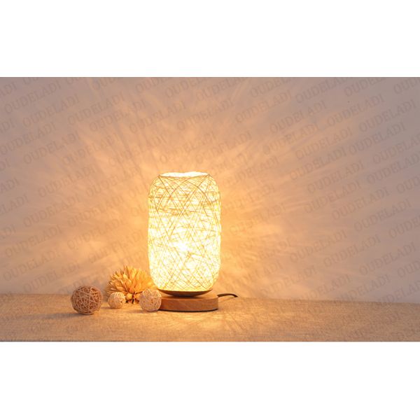 Wood Rattan Twine Ball Lights Table Lamp Room Home Art Decor bamboo table lamp(WH-MTB-93)