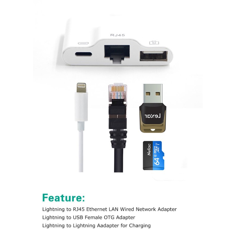 LAN Ethernet Lightning Adapter Cable