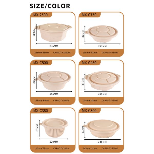 Customized Logo Printed Cornstarch Tableware Including Plates Bowls Tray