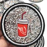 Multi Color Custom Made Embroidered Patches With Quicksand Rhinestone