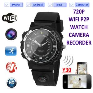 Quality Y30 8GB 720P WIFI P2P IP Spy Watch Hidden Camera Recorder IR Night Vision Motion Detection Remote Video Monitoring for sale