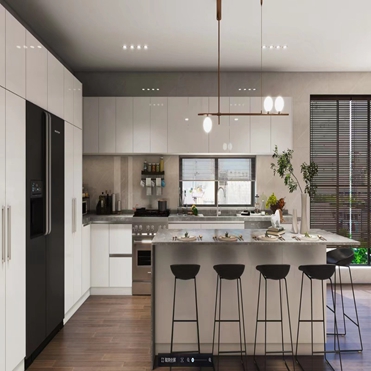 Eco Friendly Shaker Kitchen Cabinet Fireproof Resin Paint Modular Kitchen Cabinets