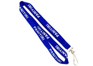 China J Hook Custom Polyester Lanyards Navy Blue Requested Design Free Artwork on sale