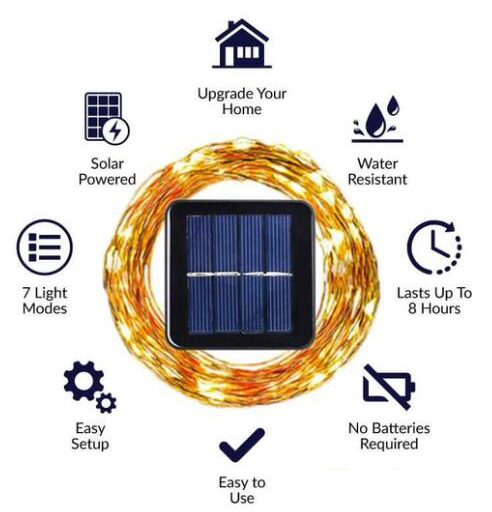 Outdoor 100 Led 39 Ft Solar Powered String Lights 12V