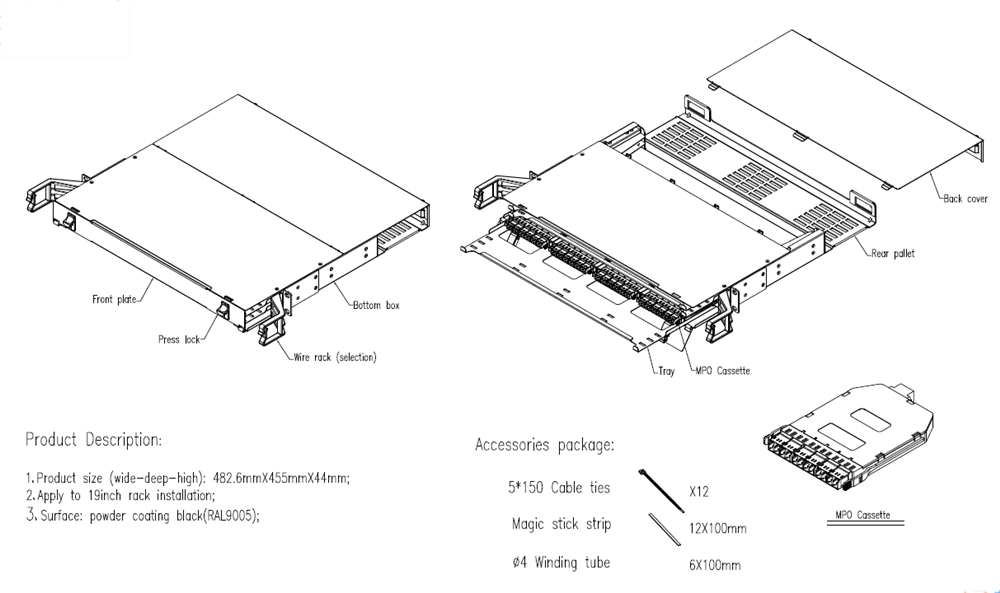 6-48 Port Sliding ODF Fiber Optic Patch Panel For Data Center