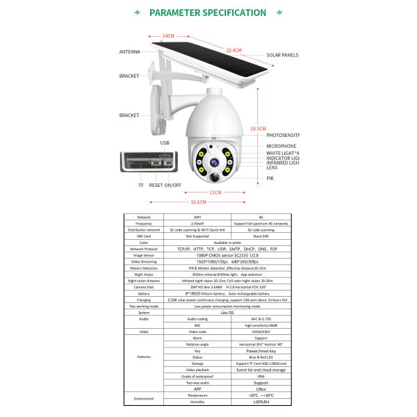 Sensor Motion Detection Wireless Solar Camera Security Alarm Wifi Solar Camera