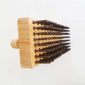 China Remove Rust Wooden Block Scratch Brush With Flat Steel Bristles on sale
