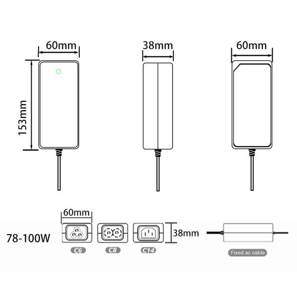 90W LED Panel Desktop Power Adapter with Universal Input Voltage and Multiple Safety Protections