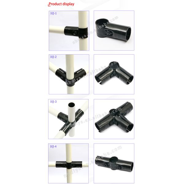 HJ-1 Black Electroplating Silver Chrome Plating Lean Pipe Joint Connector Fitting