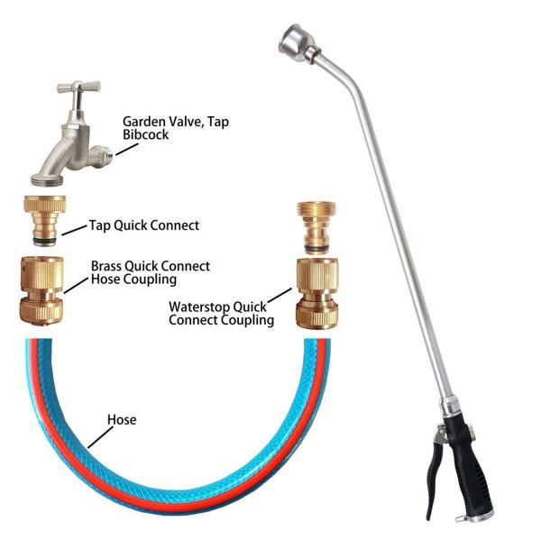 Aluminum Soft Rain Water Wand Hose Lance W/ Front Trigger