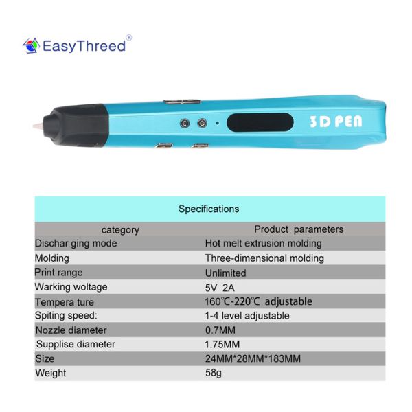 Easthreed Adjustable Doodler 3D Printing Pen Single Nozzle Apply To Kids Gift