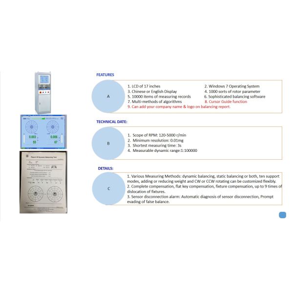 Universal Joint Drive Dynamic Balancing Machine 160KG Max Mass Of Workpiece For Centrifugal Impeller