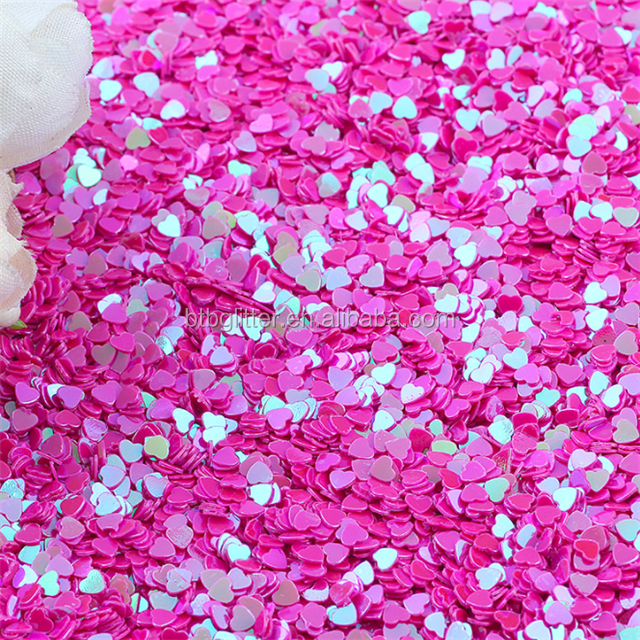 Thousand Choices Offered Sequins 3mm Peach Heart Shape Mixed Glitter PVC Material for Artware