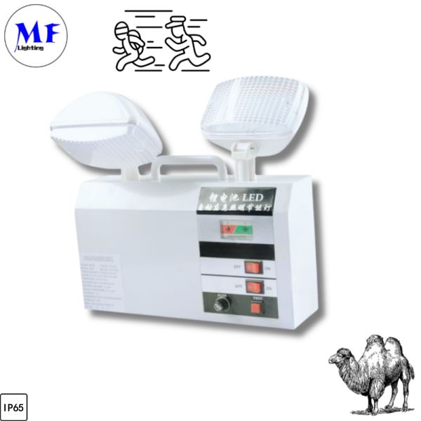LED Emergency Light IP65 Adjustable Double Head 180lm/W High Brightness Fire Waterproof Wall Mount Battery Back Up 3hours Industrial Factory Office