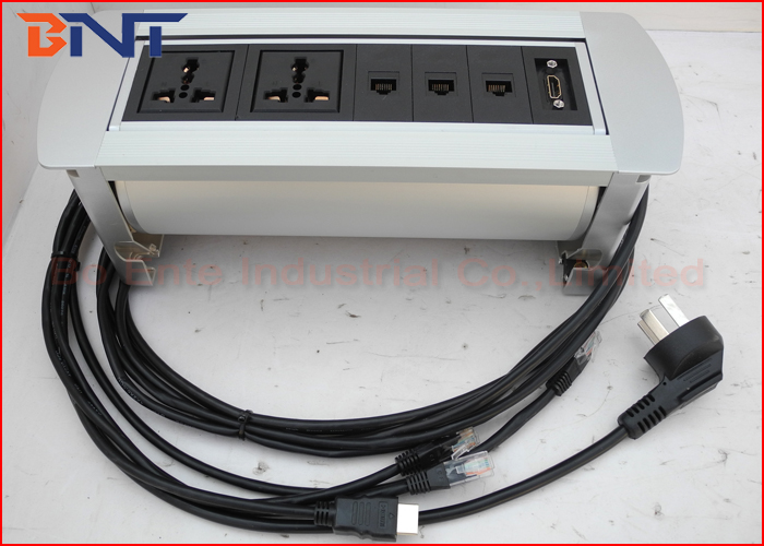 Multi Functional Hotel Desktop Rotation Power Socket With Extension Connected Cables