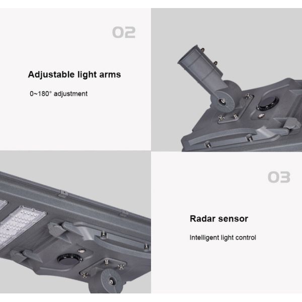 80 Watt Solar Street Light Auto ON OFF Timing Dimming PIR Sensor Optional